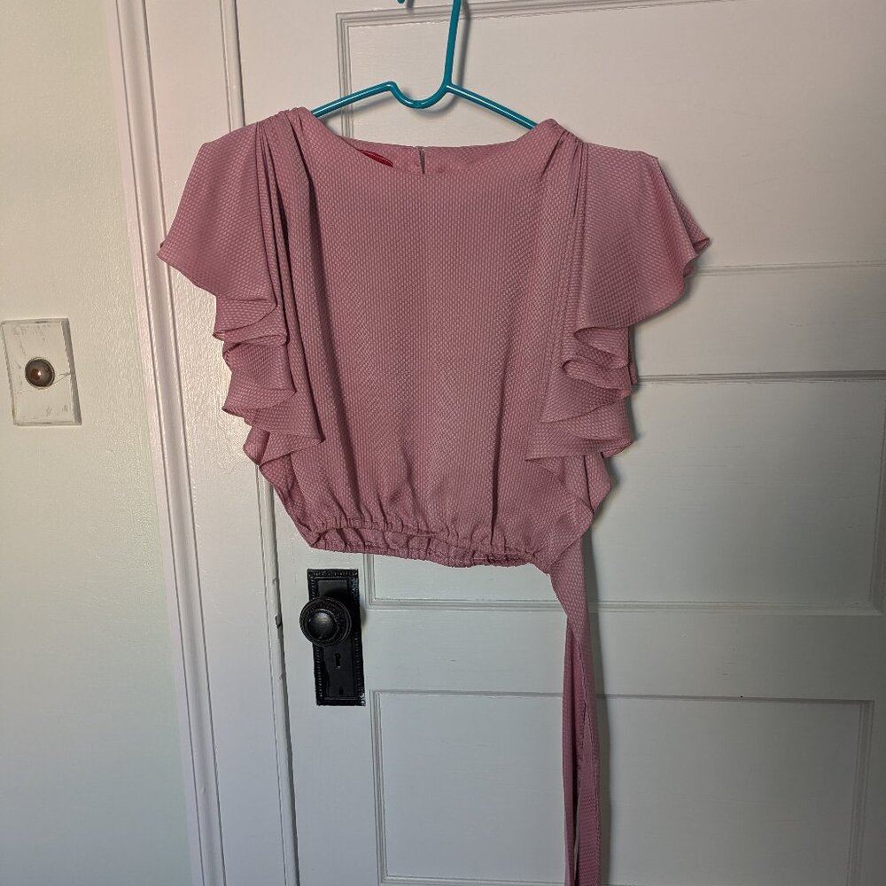 Shareen Again Vintage Pink 1940's Style Women's Blouse Flutter Sleeve